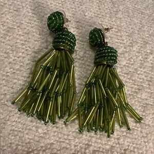 Sugarfix BaubleBar Green Beaded Tassel Earrings